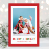 Rood Merry en Bright Foto Kerstmis Feestdagenkaart