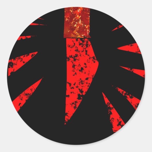Rood mes eng ronde sticker (Voorkant)