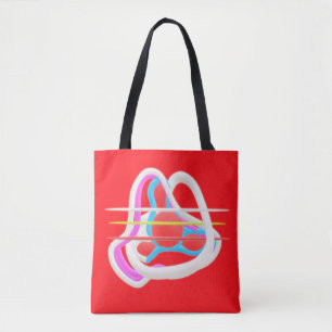 Rood met abstract surrealistisch design in schatti draagtas