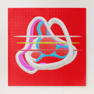 Rood met abstract surrealistisch design in schatti legpuzzel
