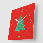 Rood met Aqua Green Tree > Kerstklokken Vierkante Klok (Hoek)