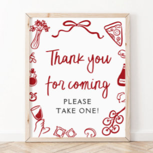 Rood met de hand getekend Italiaans Bedankt voor u Poster