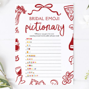 Rood met de Hand Getekende Bruidsfeest Emoji Picti Kaart