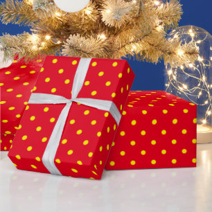 Rood met Gele Stippen Cadeaupapier