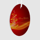 Rood met gouden kerstbomen ornament (voorkant)