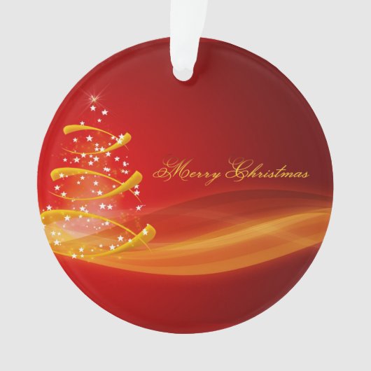 Rood met gouden kerstbomen ornament (voorkant)