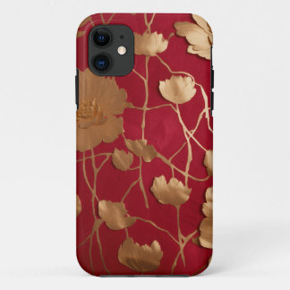 Rood met gouden lotus iPhone 11 hoesje