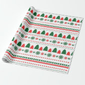 Rood met groene kerstboom met blote kunst cadeaupapier (Uitgerold)