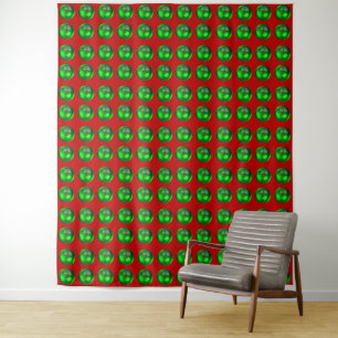Rood met groene Stippen Wandkleed