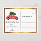  rood met kerstboom rood met rooddruk aankondigingskaart (Achterkant)