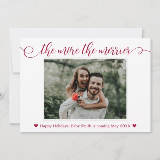 Rood met kerstmis Zwangerschap Aankondiging Kaarte (Voorkant)