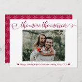 Rood met kerstmis Zwangerschap Aankondiging Kaarte (Voorkant / Achterkant)