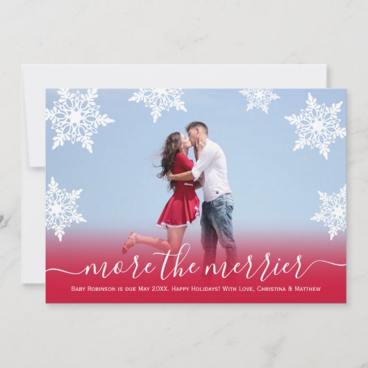 Rood met kerstmis Zwangerschap Aankondiging Kaarte (Voorkant)