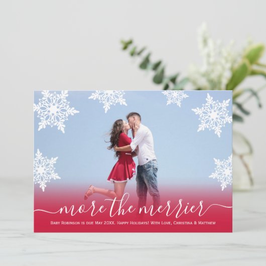 Rood met kerstmis Zwangerschap Aankondiging Kaarte (Staand voorkant)