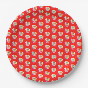 Rood met kleine design erop papieren bordje