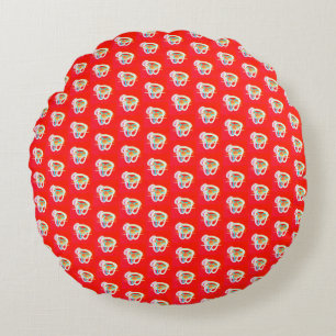 Rood met kleine design erop rond kussen