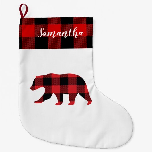 Rood met naam en Beer Grote Kerstsok (Voorkant)
