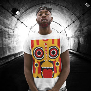 Rood met Oranje Tiki Art T-shirt