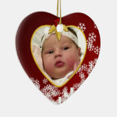 Rood met Sneeuwbaby's eerste kersthart Keramisch Ornament (Rechts)