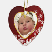 Rood met Sneeuwbaby's eerste kersthart Keramisch Ornament (Links)
