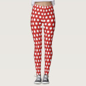 Rood met White Polka Dots Pattern Leggings (Voorkant)