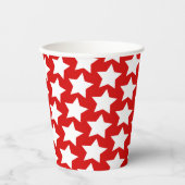 Rood met White Stars Pattern-kopjes Papieren Bekers (Voorkant)