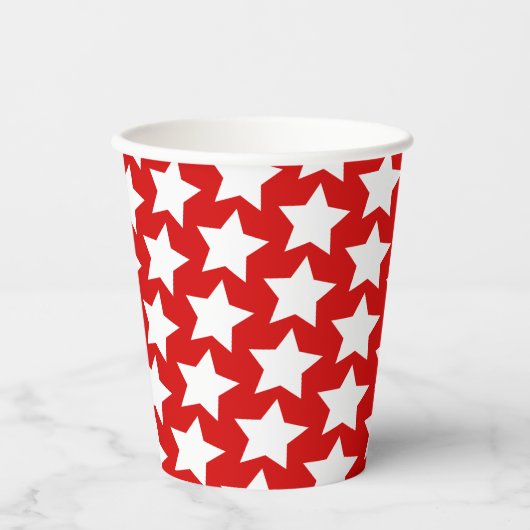 Rood met White Stars Pattern-kopjes Papieren Bekers (Voorkant)