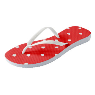 Rood met witte harten teenslippers