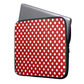 Rood met witte poka-Stippen laptophoes Laptop Sleeve