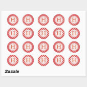 Rood met witte polka-dot monogram Stickers (Vel)