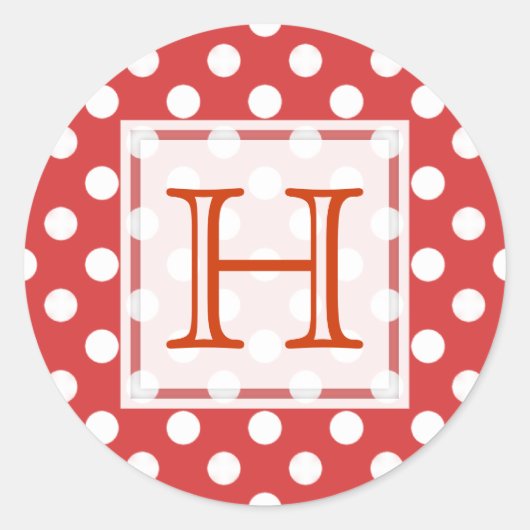 Rood met witte polka-dot monogram Stickers (Voorkant)
