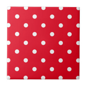 Rood met witte pooldots tegeltje