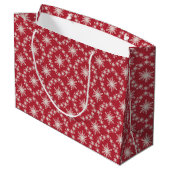 Rood met witte sneeuwvlokken Gift Bag - Groot, gla Groot Cadeauzakje (Achterkant Gekanteld)