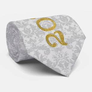 Rood met zilveren Damask Gold Class van 2025 Stropdas