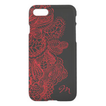  rood met zwart monogram iPhone 7/8 Hoesje