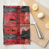 Rood met Zwart Theedoek (Quarter Fold)