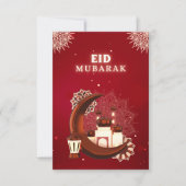 Rood-minimalistisch Eid Mubarak-Kaart Bedankkaart (Voorkant)