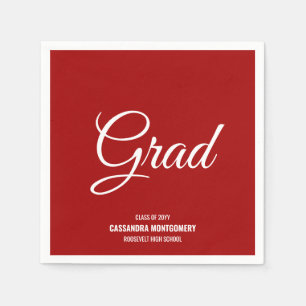 Rood minimalistisch modern afstudeerfeest servet