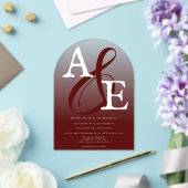 Rood minimalistisch monogram bruiloft acryl uitnodigingen (Insitu (Huwelijk))