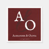 Rood minimalistisch monogram bruiloft servet (Voorkant)