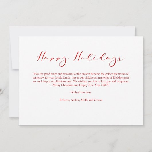 Rood minimalistisch Prettige feestdagen modern scr (Achterkant)