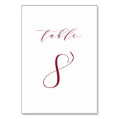 Rood minimalistisch script bruiloft nummer 8 kaart (Achterkant)
