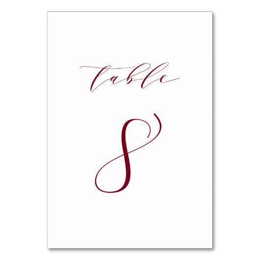 Rood minimalistisch script bruiloft nummer 8 kaart (Achterkant)