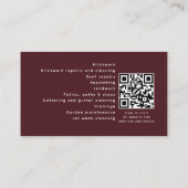 Rood Minimalistische Thuisbouw QR Code Visitekaartje (Achterkant)