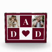 Rood Modern Vaderdag Twee Familie Fotoblok (Voorkant)