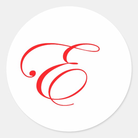 Rood monogram E Ronde Sticker (Voorkant)