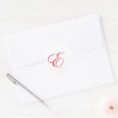 Rood monogram E Ronde Sticker (Envelop)