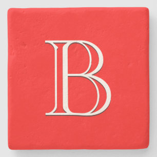 Rood monogram Elegant High End Initiaal Stenen Onderzetter