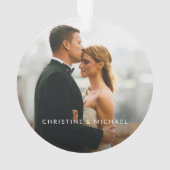 Rood Monogram Onze Eerste Kerstmis Aangepaste Foto Ornament (achterkant)