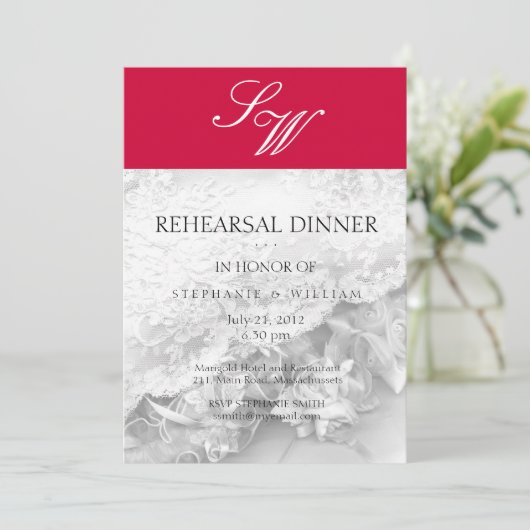 Rood monogram repetitie Inwendige Kaart (Staand voorkant)